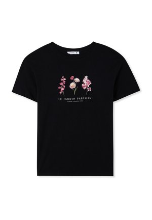 Terranova, WIDE WITH FLORAL - T-shirt con stampa - nero