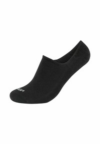 Czarna skarpetka na kostkę wykonana z gładkiego materiału. Posiada bezszwową konstrukcję oraz subtelne logo na obszarze palców. Lekka konstrukcja zapewniająca komfort.