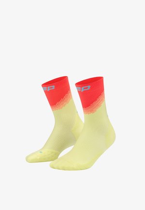 CEP, RUN EDT. SPLIT SOCKS MID CUT - Sports socks - lime neon coral