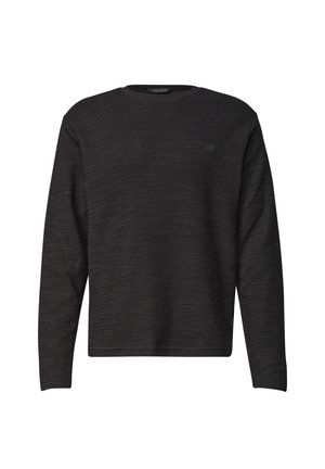 Street One MEN, LANGARM SHIRT MIT RUNDHALS IN UNIFARBE - Langarmshirt - basic black