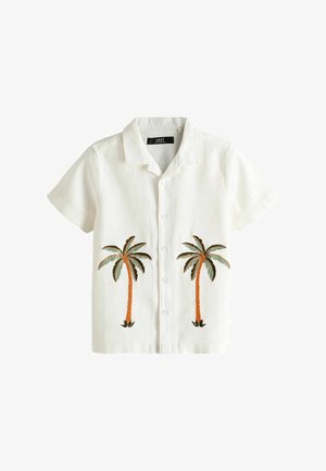 Next SHORT SLEEVE EMBROIDERED REGULAR FIT - Vapaa-ajan kauluspaita - white
