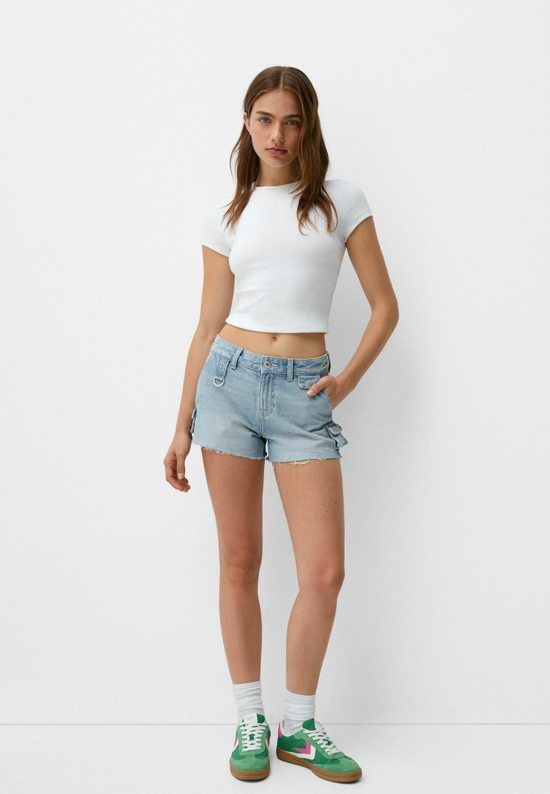 Bershka Jeansshort blauw denim/bluedenim