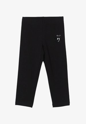 Leggings neri in cotone con fascia elastica in vita e piccolo emblema lucido sulla coscia sinistra.