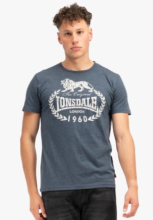 OLLIE - Print T-shirt - marl navy ecru