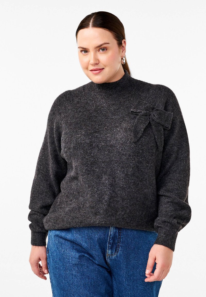 Zizzi Džemperis - dark grey white mel