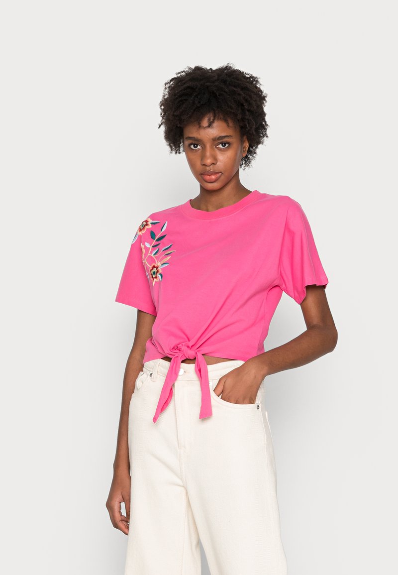 YAS YASFABIAN KNOT TEE - T-shirt estampada - fandango pink