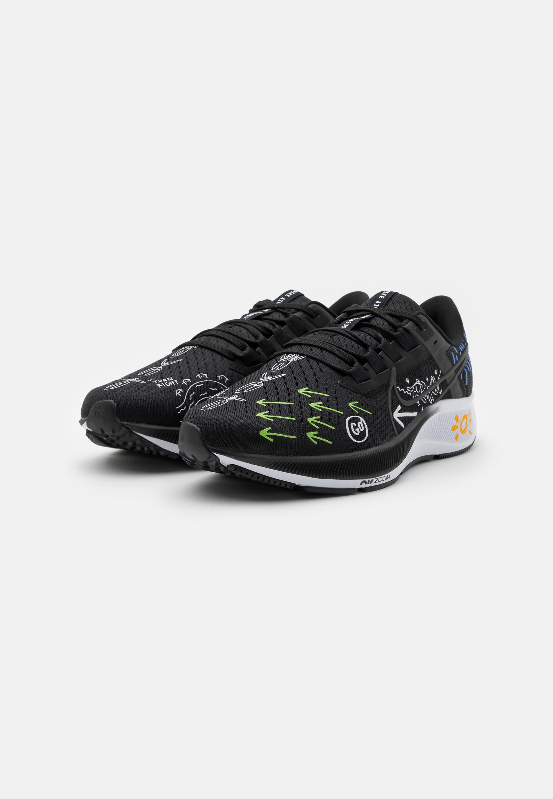 Nike Performance AIR ZOOM PEGASUS 38 HACKNEY - Neutralios pronacijos bėgimo  bateliai - black/action green/hyper royal/amarillo/white/pilka - Zalando.lt