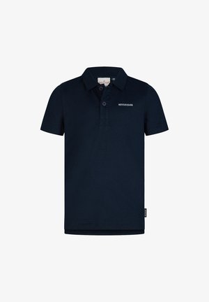 Navyblaue Poloshirt aus Baumwolle mit einer Knopfleiste mit zwei Knöpfen, kurzen Ärmeln und einem kleinen 'Retour Jeans'-Logo auf der Brust.