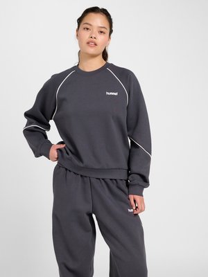 Hummel KEEPER W BOXY PIPING CREWNECK - Sweatshirt - ebony