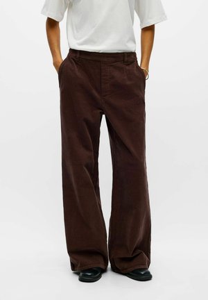 Object, CORDUROY TROUSERS MID WAIST WIDE LEG - Pantalon classique - seal brown