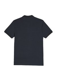 Granatowa koszulka polo wykonana z bawełny. Posiada krótkie rękawy, teksturowany kołnierz oraz kontrastowe wykończenia przy rękawach. Minimalistyczne detale w designie.