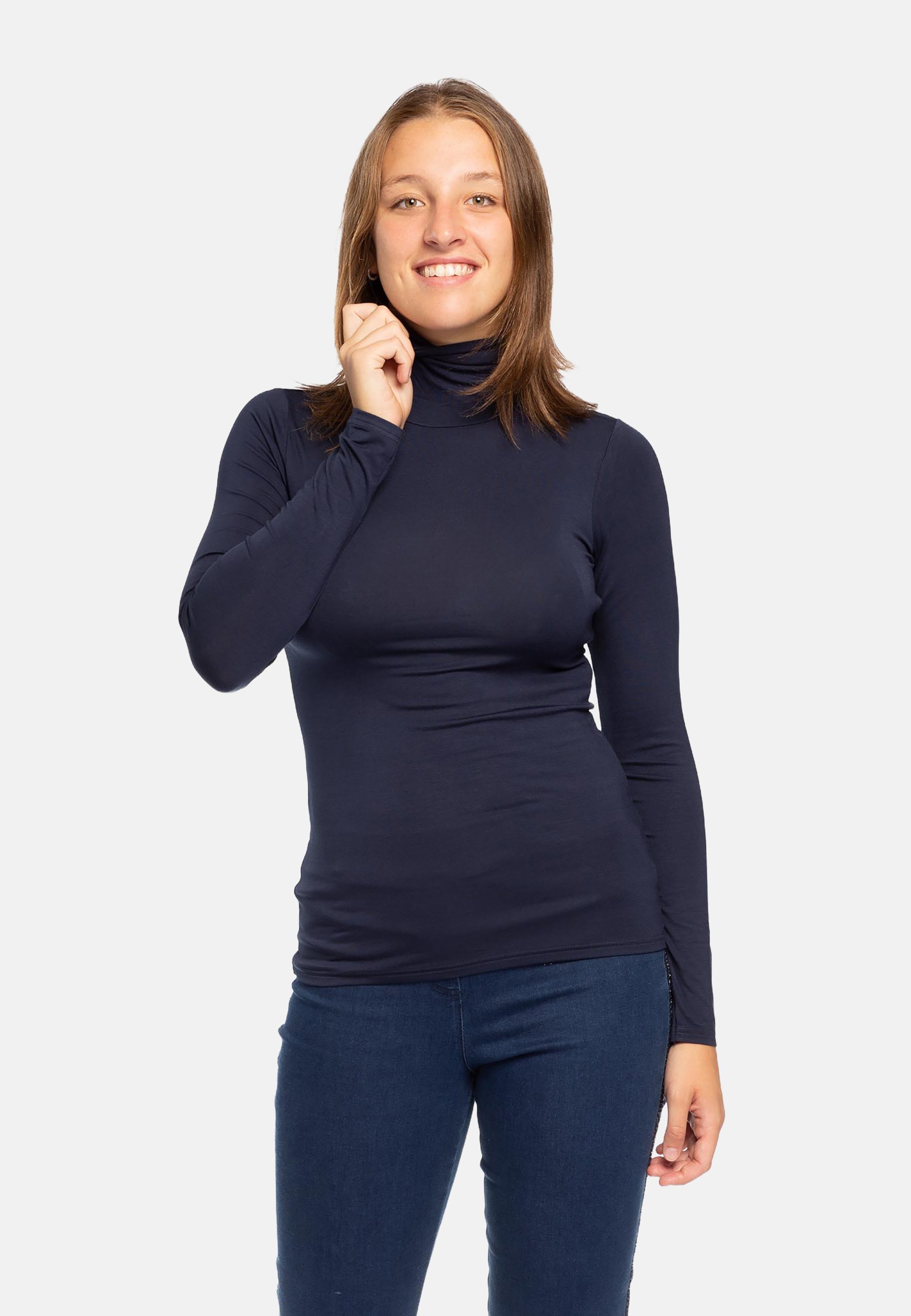 WOWENY Maglia Donna Maniche Corte Collo Alto, Elasticizzata, Tinta Unita, Maglia Fine, Taglie S-2XL