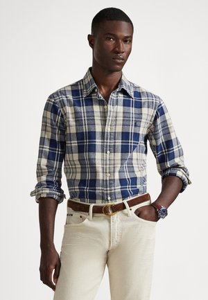 CUSTOM FIT BRUSHED OXFORD SHIRT - Ing - off white/navy multi