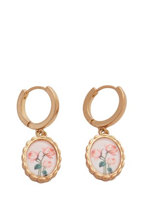 Framed roses - Earrings - pink and gold coloured
