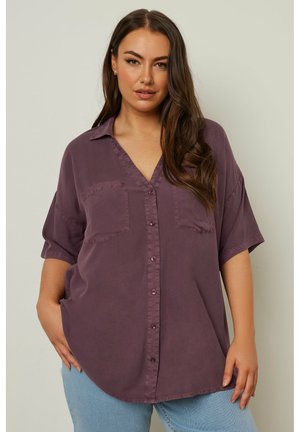 SHORT SLEEVE   - Button-down blouse - purple
