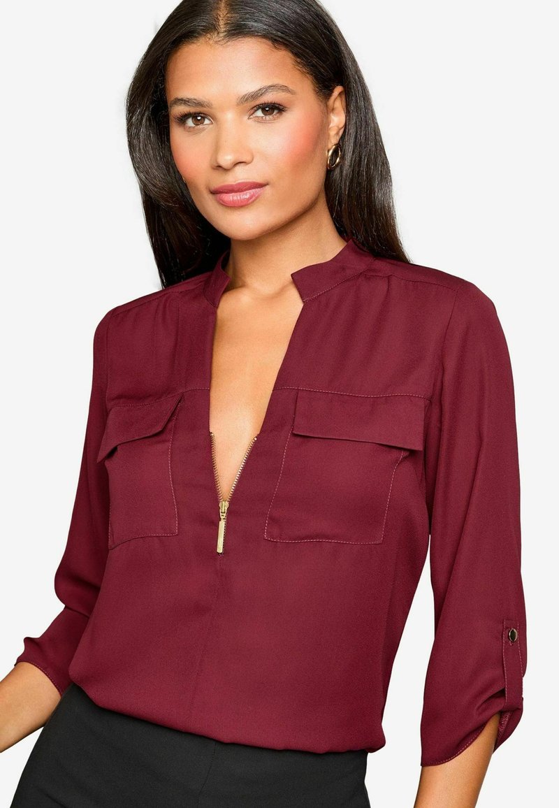 Lipsy ZIP FRONT UTILITY POCKET - REGULAR FIT - Blusa - burgundy