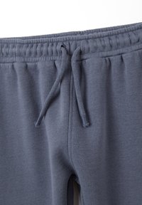 Grijze joggingbroek met een elastische tailleband en verstelbare trekkoorden, gemaakt van zachte stof met een gladde textuur.