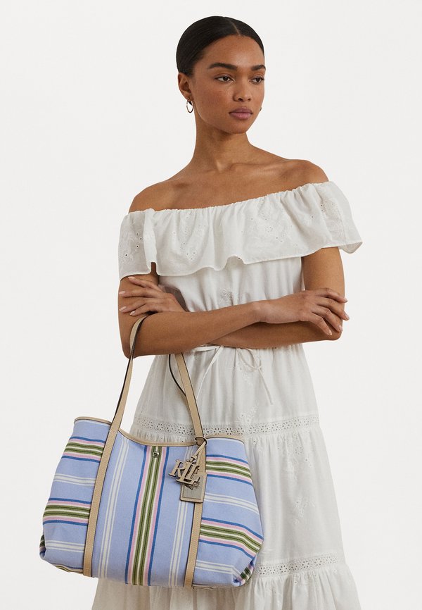 STRIPED TWILL LARGE EMERIE TOTE - Tote bag