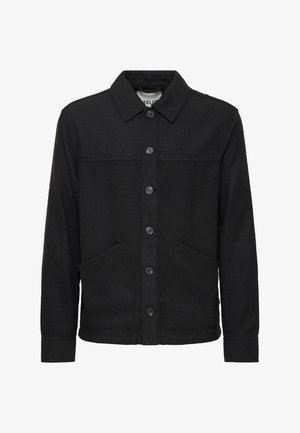 Must musta, nööpidega jakk, mis on tehtud tekstureeritud kangast. Omab teravat kraed, kahe esipocketi ja klassikalist lõiget pika varrukaga.