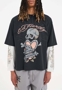 Ed Hardy - DEATH DISHONOR DOUBLE - Long sleeved top - black Thumbnail Image 1