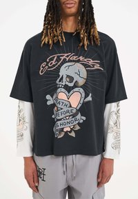 Ed Hardy - DEATH DISHONOR DOUBLE - Top s dlouhým rukávem - black Miniatura obrázku 1