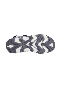 La suola della scarpa presenta un materiale in gomma blu navy scuro con una superficie testurizzata, dettagli bianchi e un motivo a zigzag per migliorare la trazione.