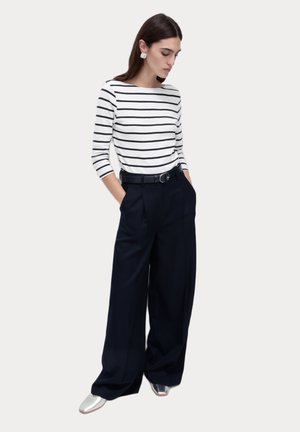 STRIPED SLASH NECK - Camiseta de manga larga - white mix