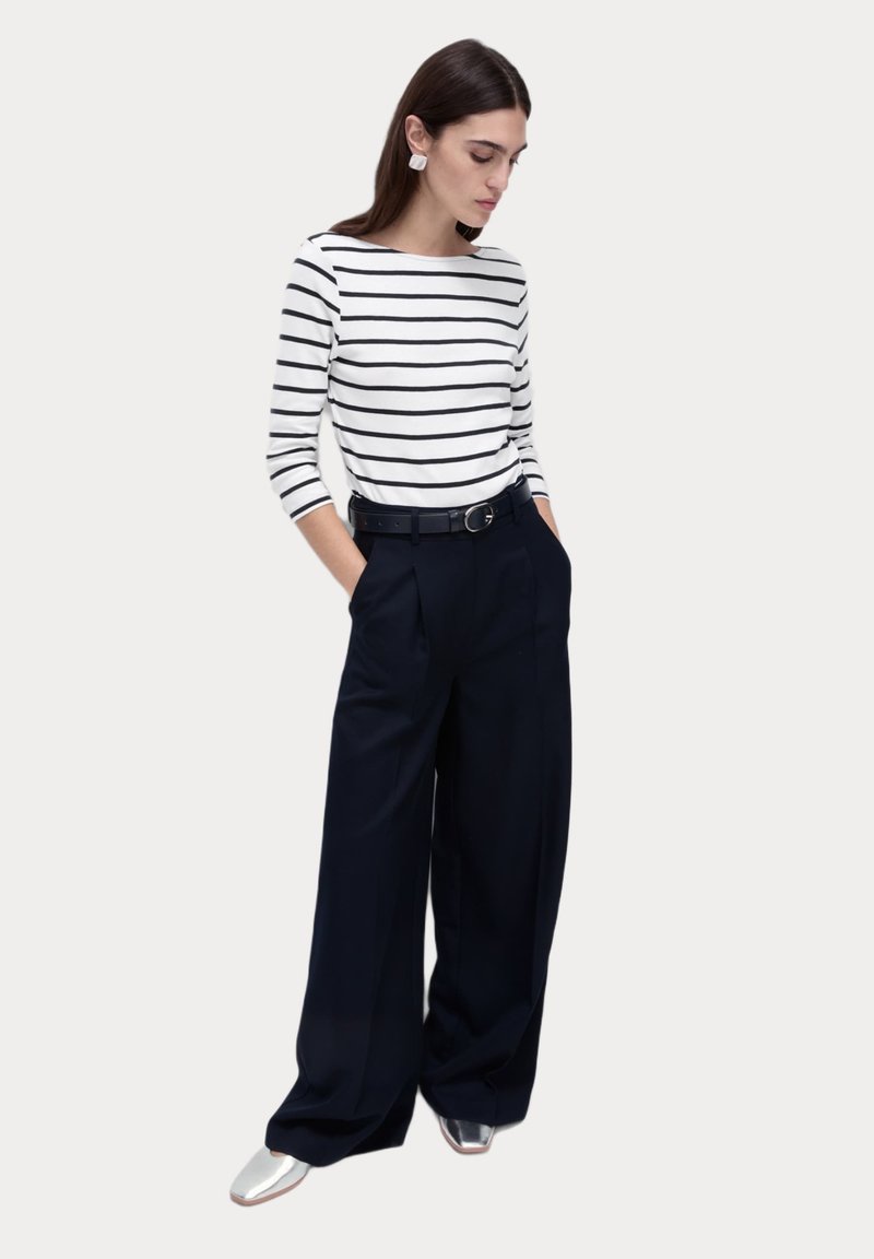 Marks & Spencer STRIPED SLASH NECK - Maglietta a manica lunga - white mix