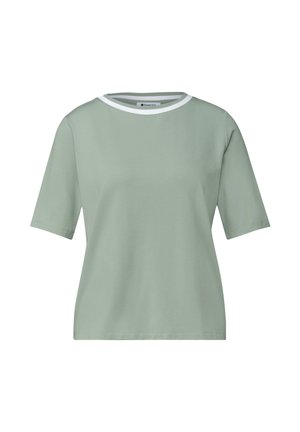 Street One, T-SHIRT WITH A CREW NECK AND CONTRASTING DETAILS - T-shirt basique - eucalyptus green