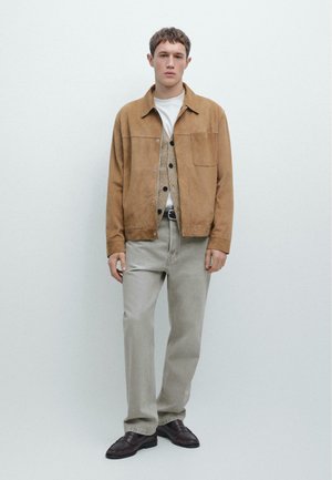 WITH POCKET DETAIL - Lederjacke - sand