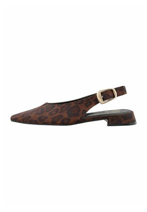 Friends Like These, POINTED TOE SLINGBACK LOW BLOCK HEEL FLAT BALLERINA SHOES - Slingback-ballerinasko - leopard