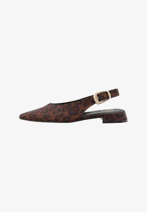 Friends Like These, POINTED TOE SLINGBACK LOW BLOCK HEEL FLAT BALLERINA SHOES - Slingback-ballerinasko - leopard