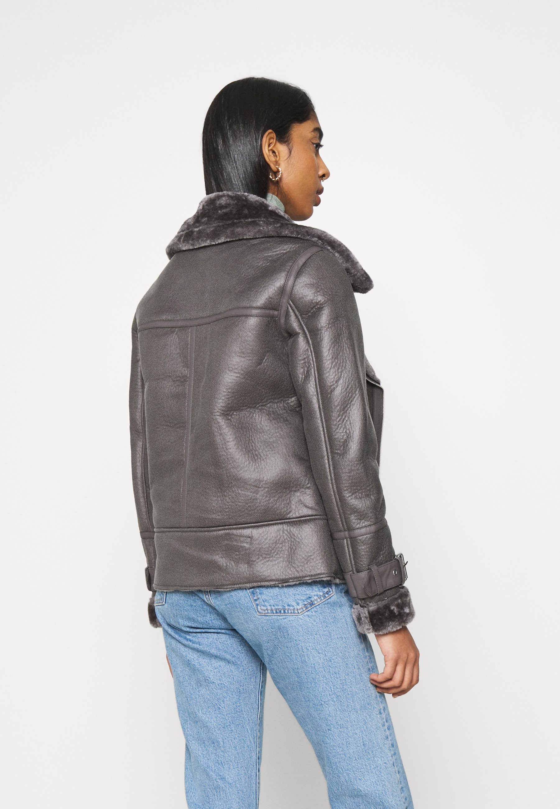 dark grey aviator jacket