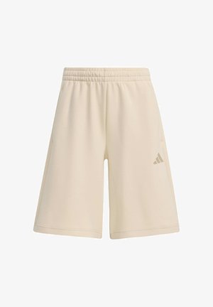 Beige atletikshorts lavet af blødt stof med bred elastisk linning og sidelommer. Diskret logodetalje på venstre ben.