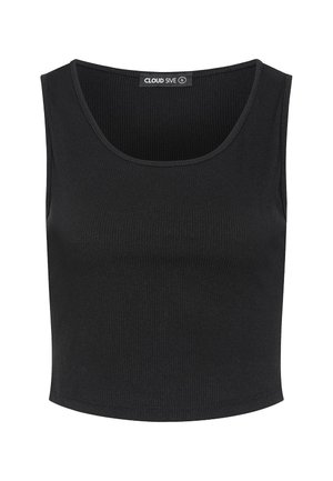 Cloud 5ive, RIBBED CROPPED TOP RUNDHALS - Top - black