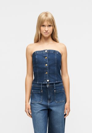 STRAPLESS BUSTIER - Blúzka - blue denim