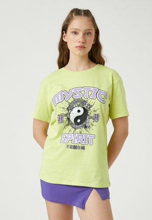 Koton CREW NECK SHORT SLEEVE - Camiseta estampada - yellow