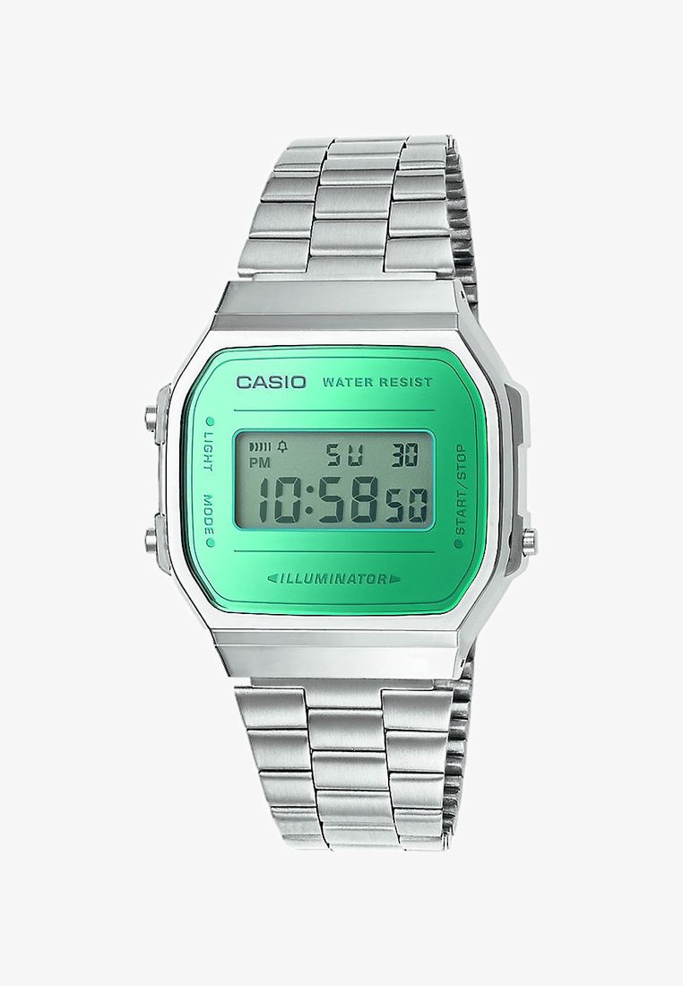 Casio Digital Watch Silver Coloured Green Silver Zalando Co Uk