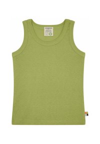Groene katoen tanktop met een ronde halslijn en brede schouderbanden. Bevat een zijlabel met meerkleurige accenten aan de zoom.