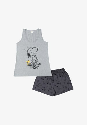 Snoopy, THE PEANUTS SNOOPY SCHLAFANZUG PYJAMA SET TANKTOP OBERTEIL MIT HOSE - Nachtwäsche Set - grau rot