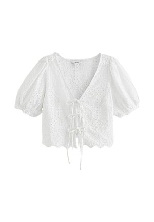 Next SHORT SLEEVE BRODERIE TIE FRONT - Bluse - white