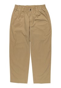 Khaki chino nohavice s elastickým pásom, dvoma prednými vreckami a rovného strihu. Vyrobené z hladkej, ľahkej zmesi bavlny.