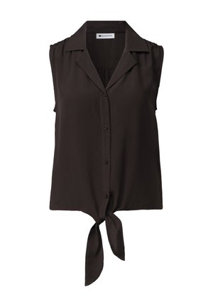 Street One, BLOUSE TOP WITH BOWLING-COLLAR AND KNOT, ciemnobrązowy
