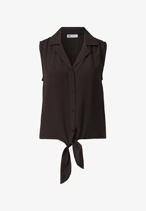Street One, BLOUSE TOP WITH BOWLING-COLLAR AND KNOT, ciemnobrązowy