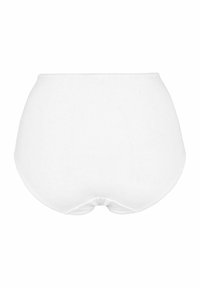 Hoge taille witte katoenen slips met elastische tailleband, ontworpen voor volledige bedekking en comfort.