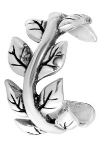 Silberring mit einem Vinen-Design und gravierten Blättern, das filigrane Details und eine glatte, polierte Oberfläche zeigt.