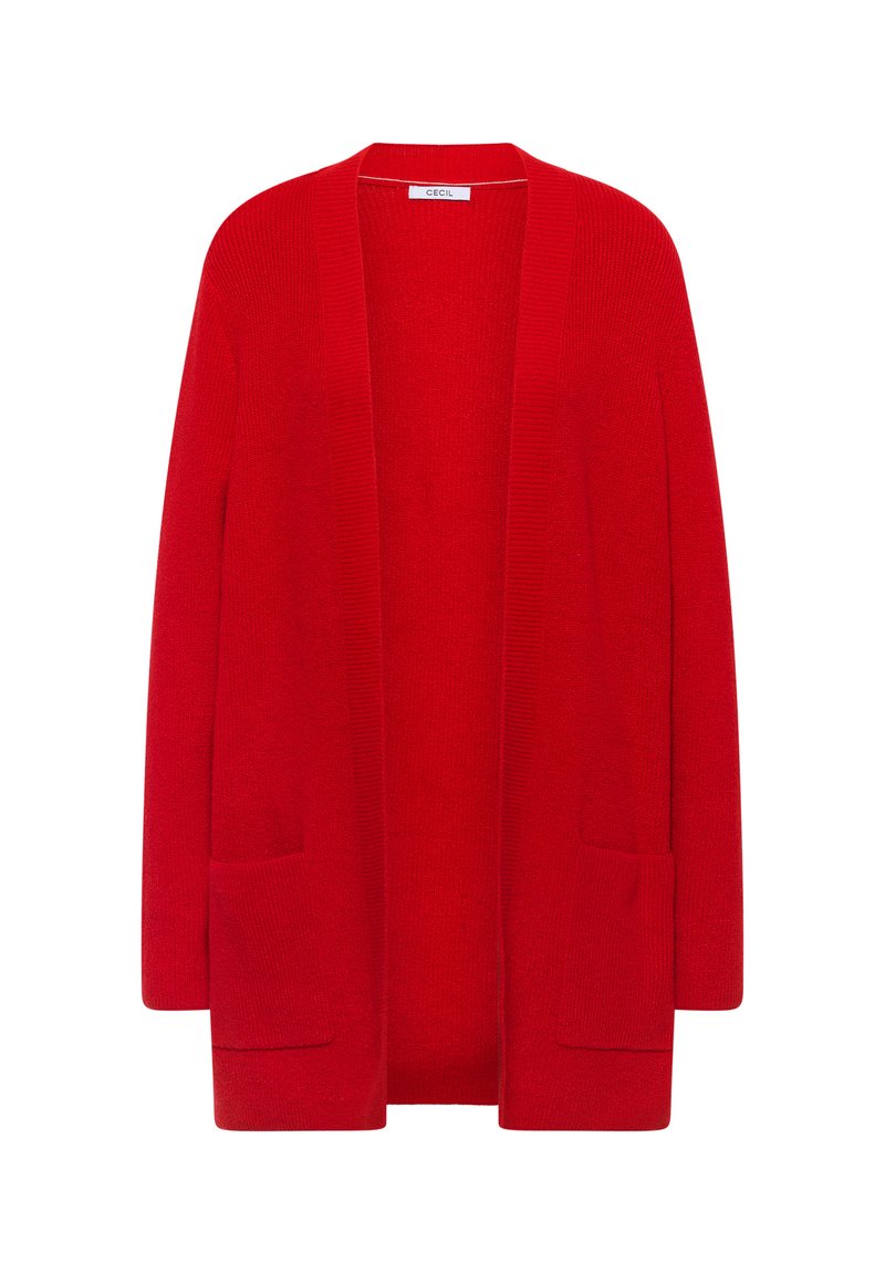 Rote Strickjacke Roter Cardigan Lang Cecil OFFENER STRUKTUR