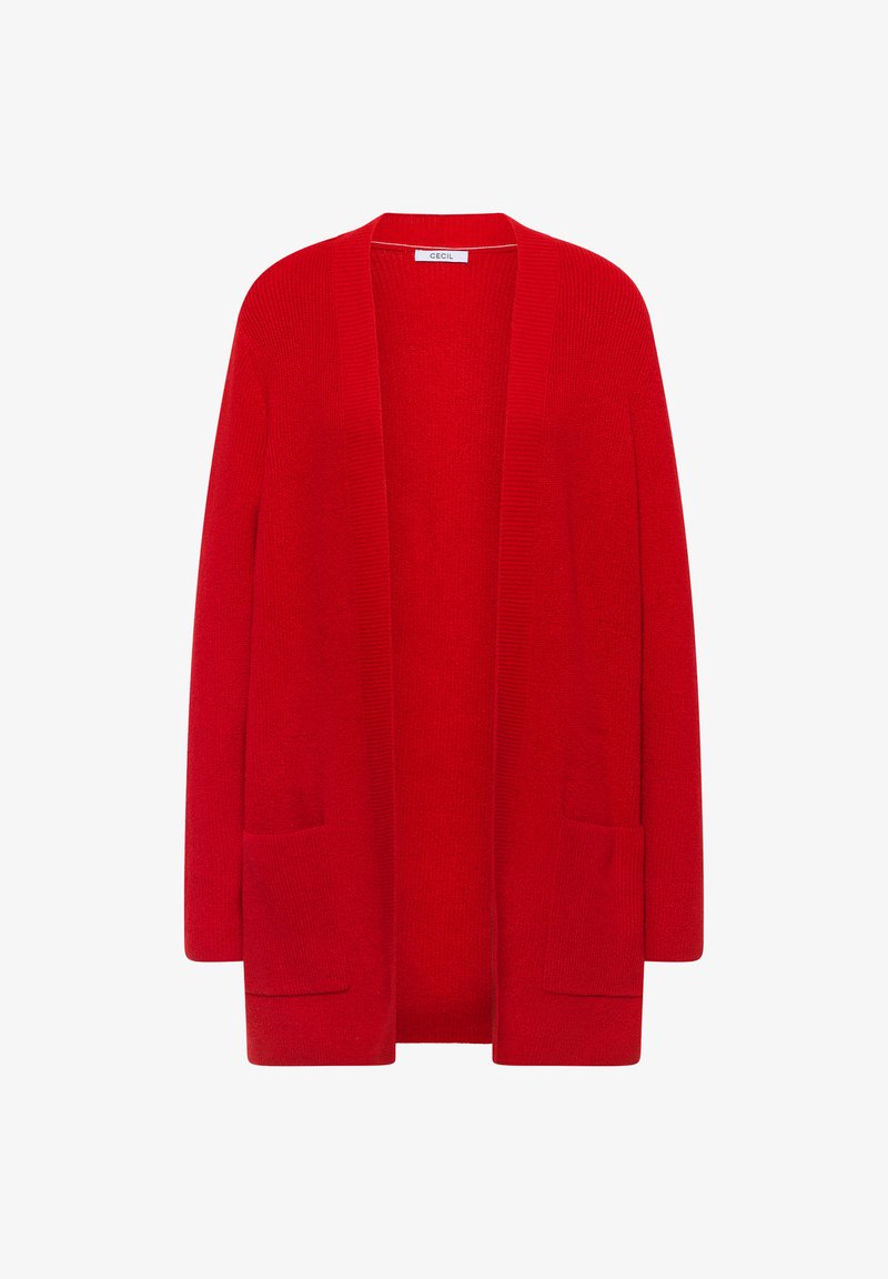 Rote Strickjacke Roter Cardigan Lang Cecil OFFENER STRUKTUR