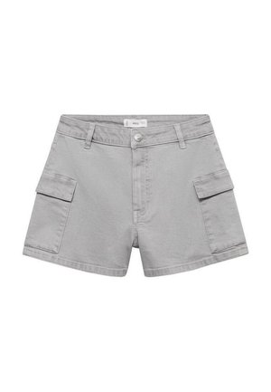 Sivé bavlnené šortky s pásom, predným zapínaním na gombík a dvoma bočnými cargo vreckami. Rovný strih nohavíc s dômyselne dokončenými okrajmi.