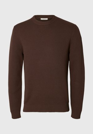 Selected, SLHDANE LS KNIT STRUCTURE CREW NECK NOOS - Strickpullover - bracken